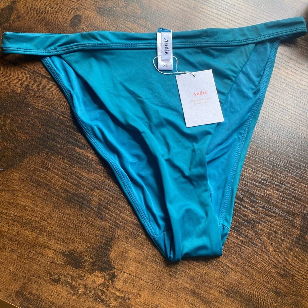 Andie Swim The Caicos Cheeky Banded Bottom AZUR Blue XL NWT